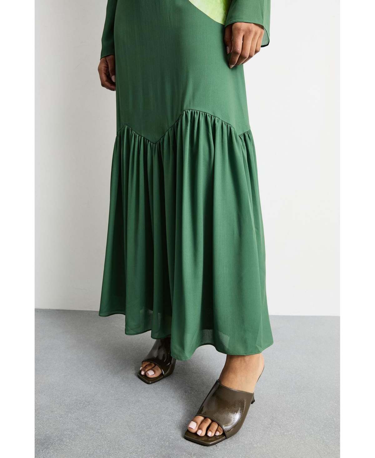 Warehouse Women's Chiffon Placement Print Midaxi Dress