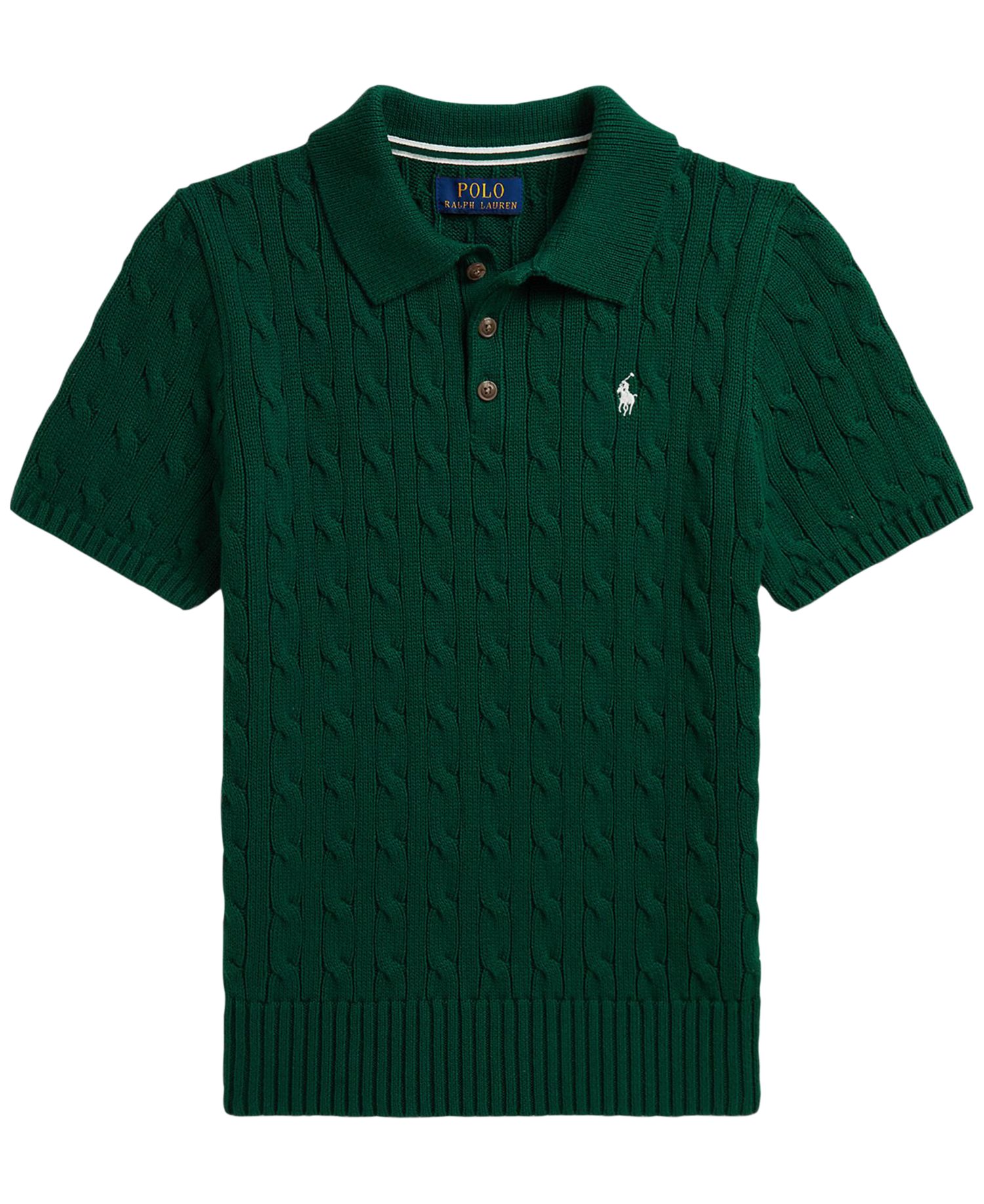 Boys' 8-20 Cable-Knit Cotton Polo Sweater