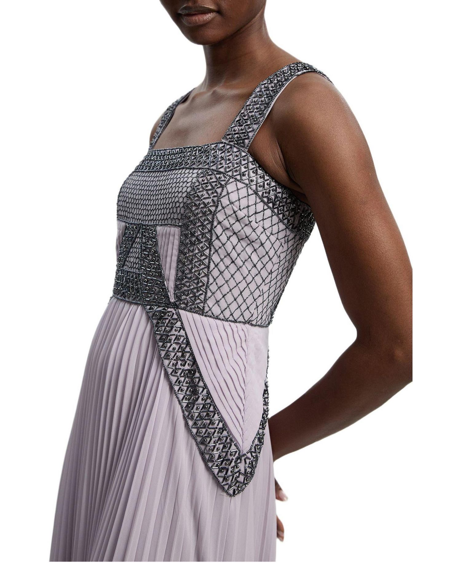 Women's Embellished Pleated Midi Dress