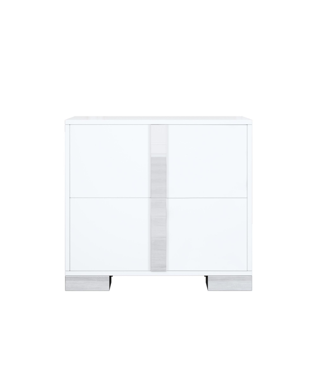 Rainsken Elegant Nightstand with Silver Mirrored Handle and 2 Drawers, Bedside Table, Sofa Side Table, End Table for Living Room