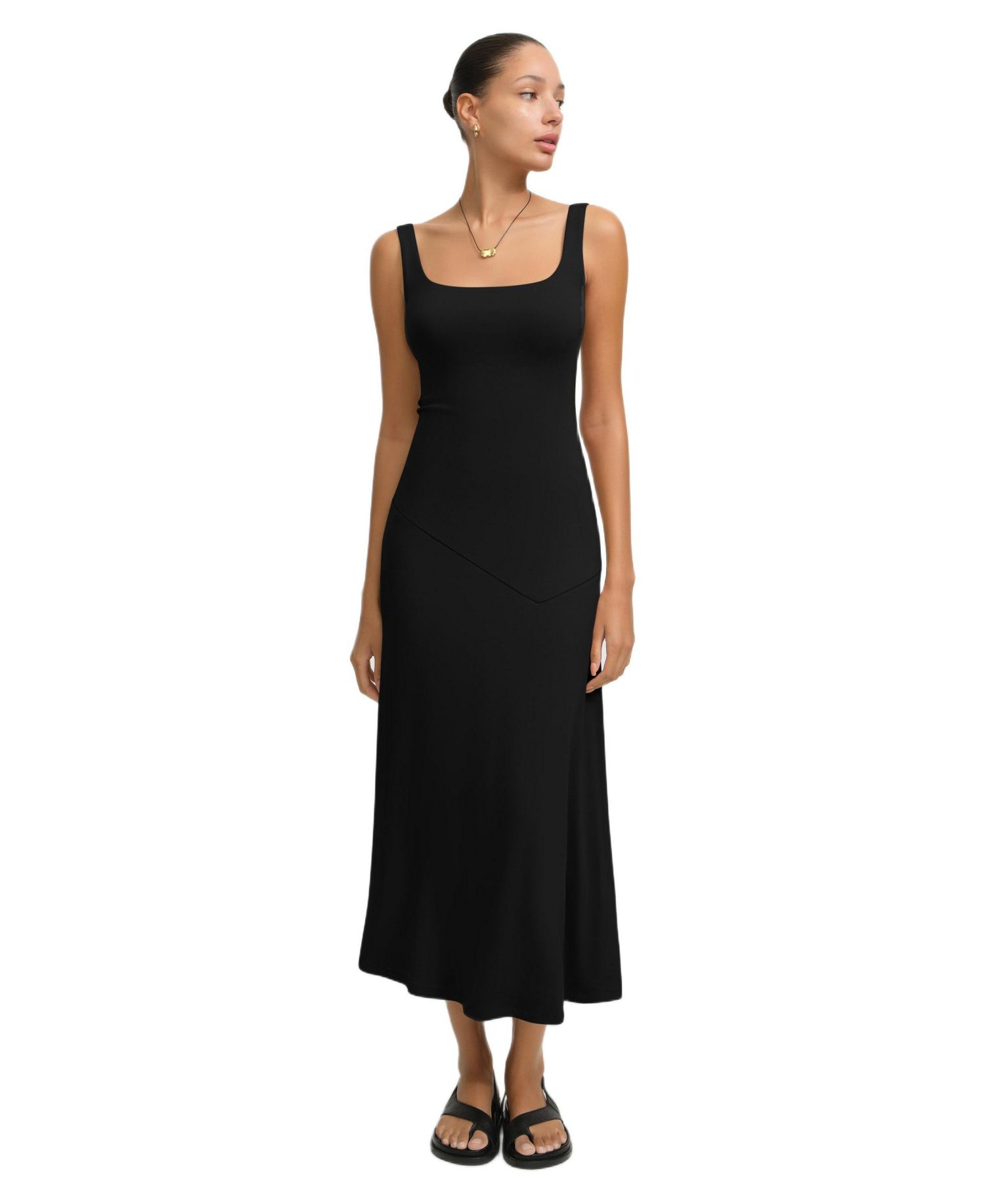 Women's Margot Square-Neck Fitted A-Line Jersey Midi Dress