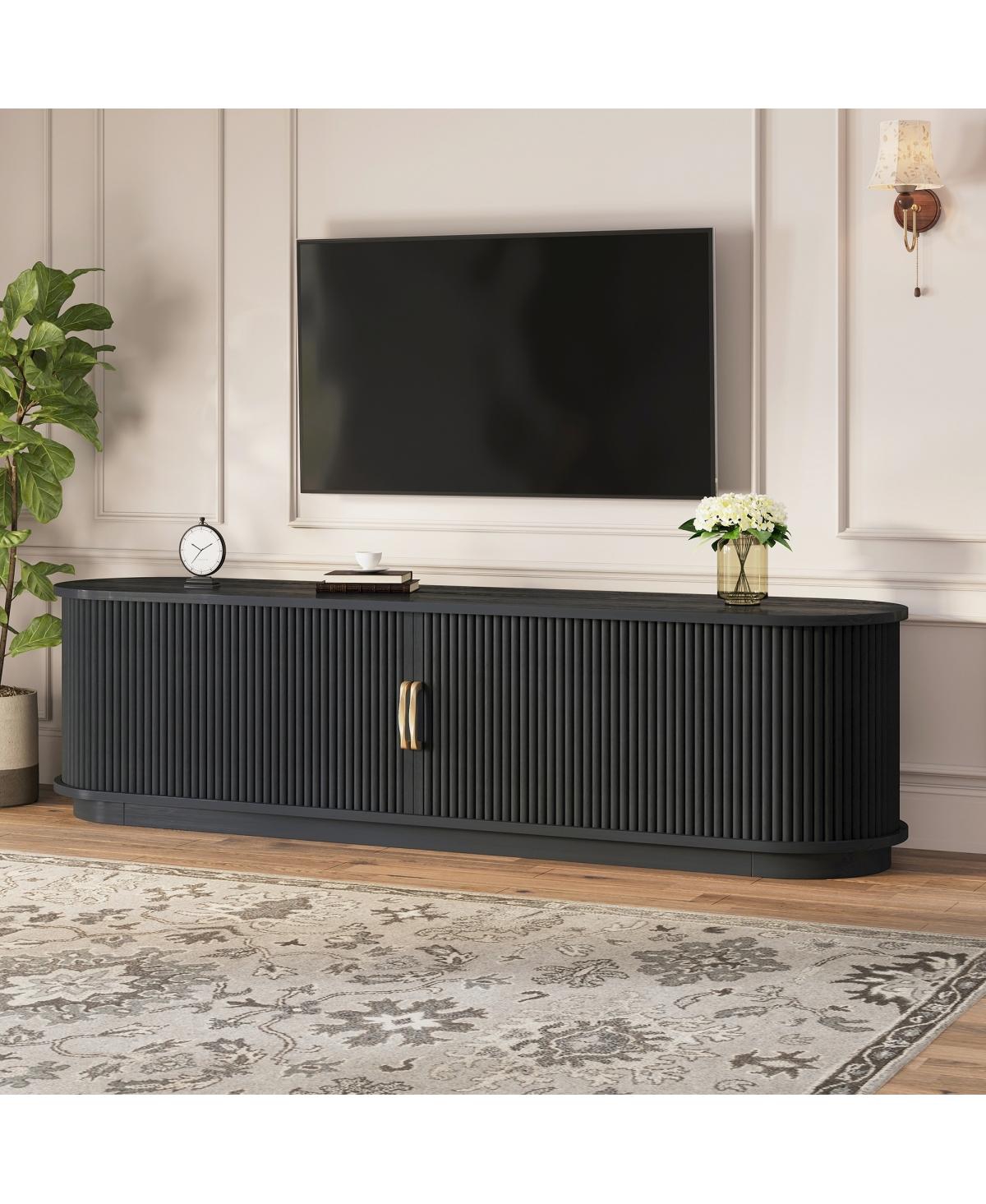 Streamdale Furniture Rustic Farmhouse Tv Stand Sliding Doors and Drawer