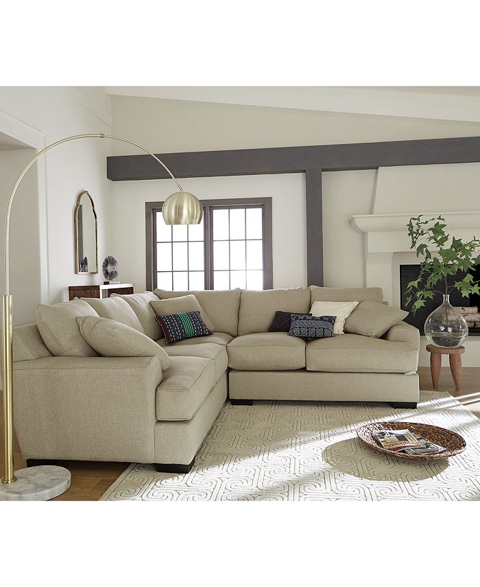 Ainsley 3 Pc Fabric Chaise Sectional