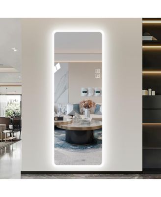 LED Full Length Wall Mounted Mirror Lighted Vanity Body Mirror Large Rounded Corners for Bedroom Living Room Dressing Room Hotel