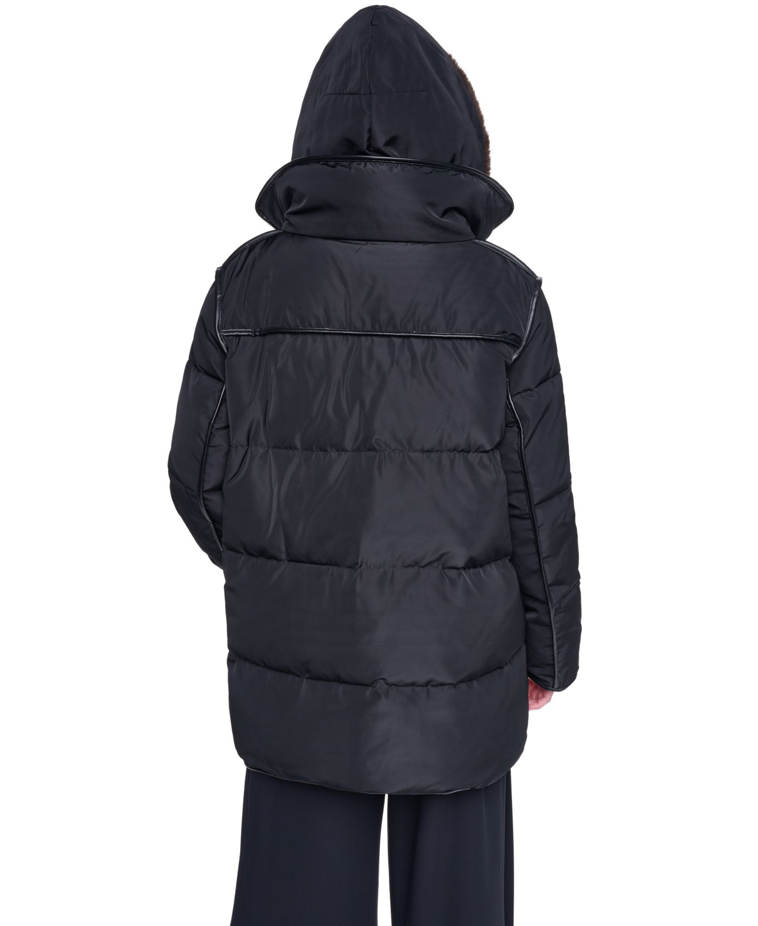 Women's Faux Fur Bibbed Hooded Puffer