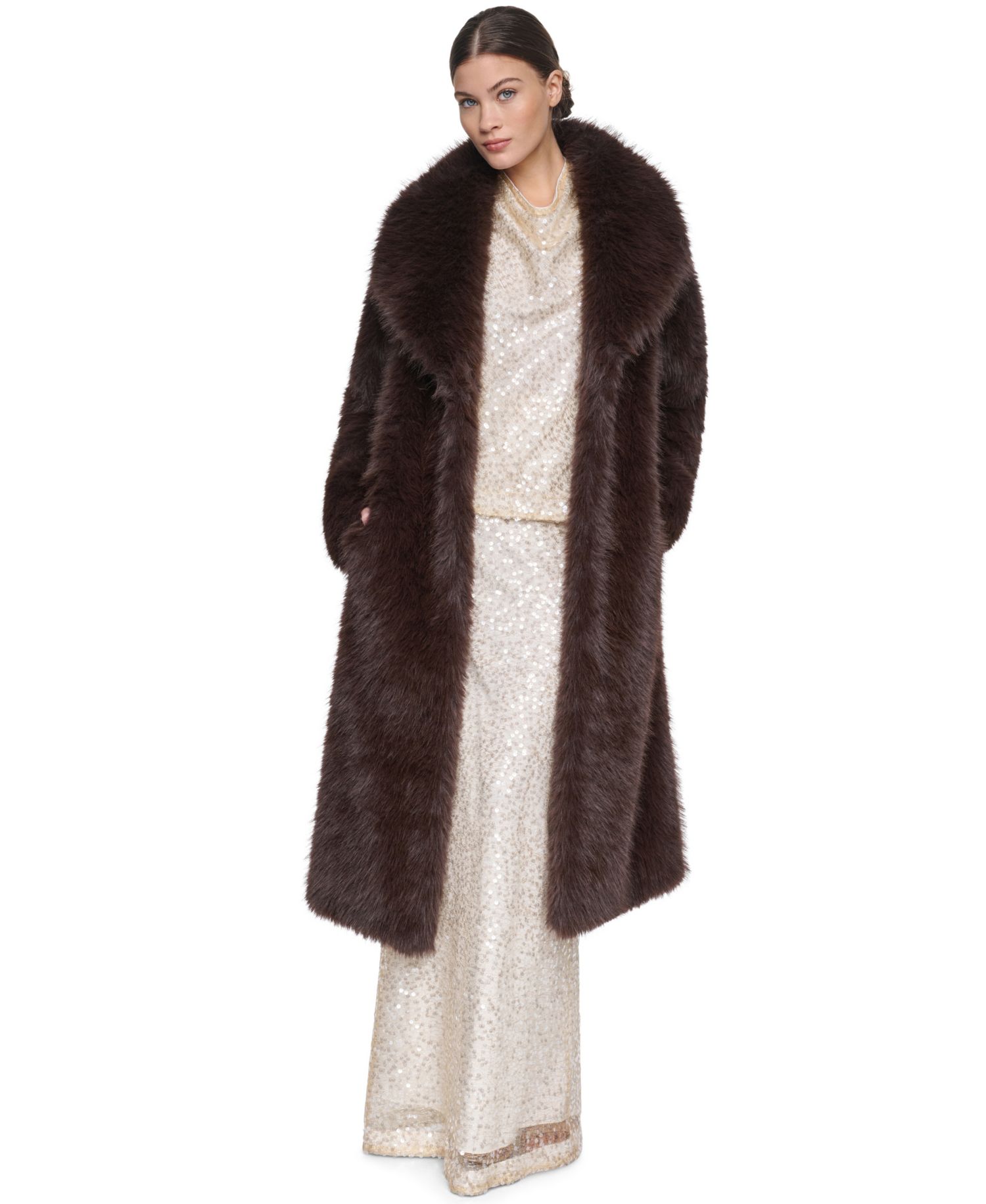 Women's Collared Faux Fur Coat