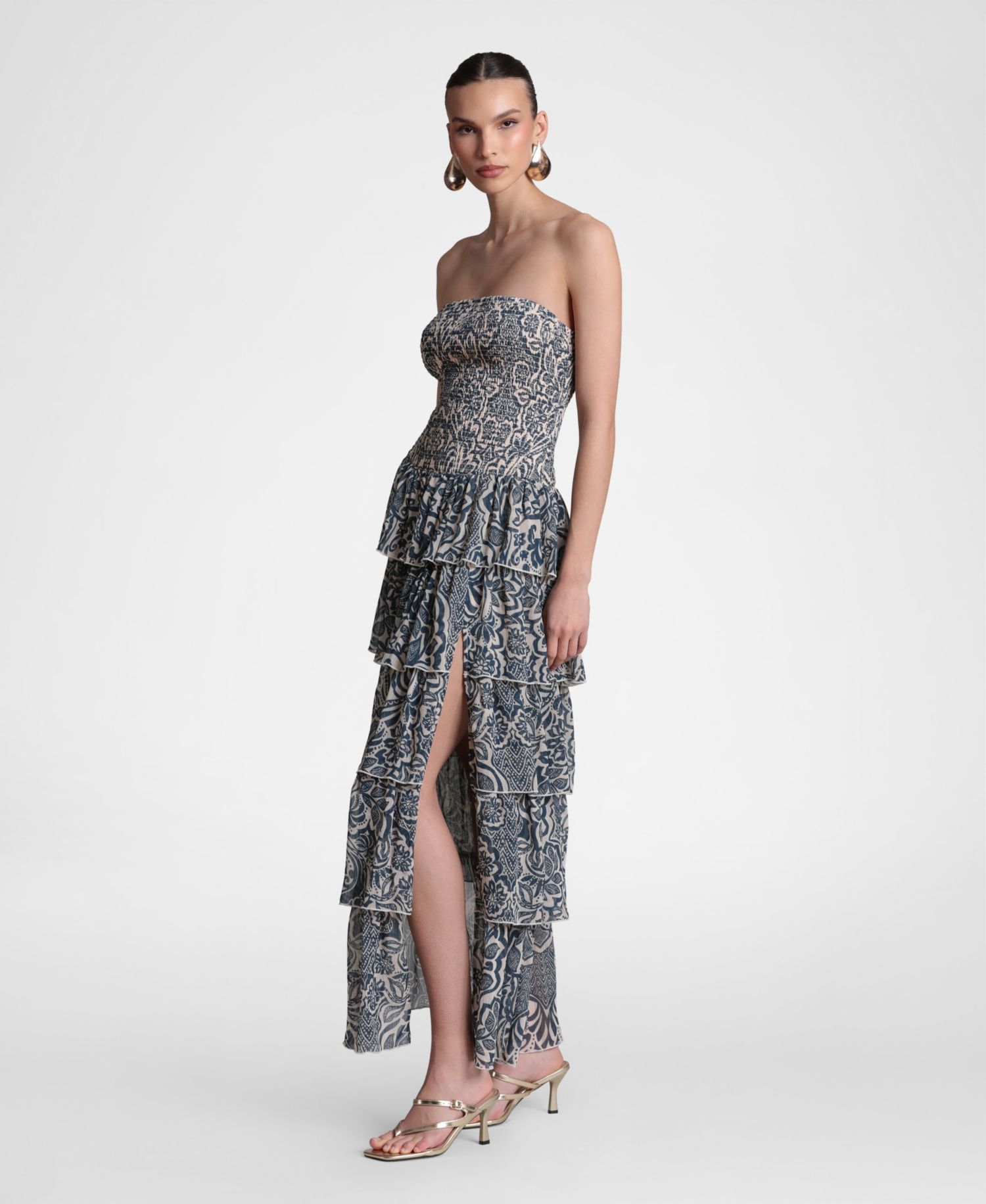 Women's Smocked-Bodice Strapless Maxi Dress