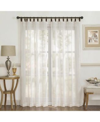 Sheer Voile Curtains with Solid Linen Texture - Grommet with Snap Tab