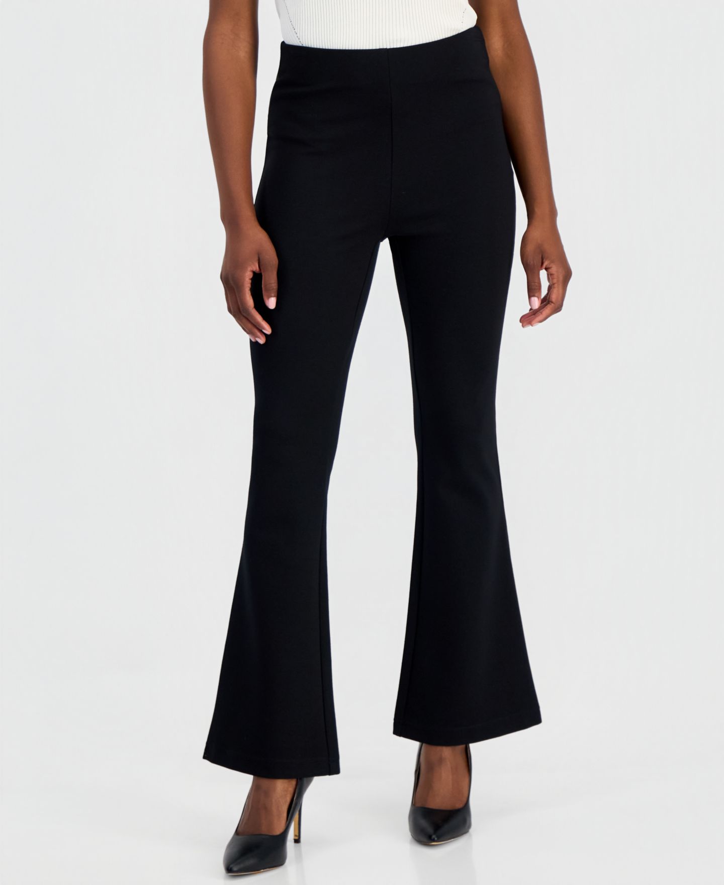 Женские брюки I.N.C. International Concepts Petite Ponte-Knit Flare, цвет: Глубокий чёрный — фото 2