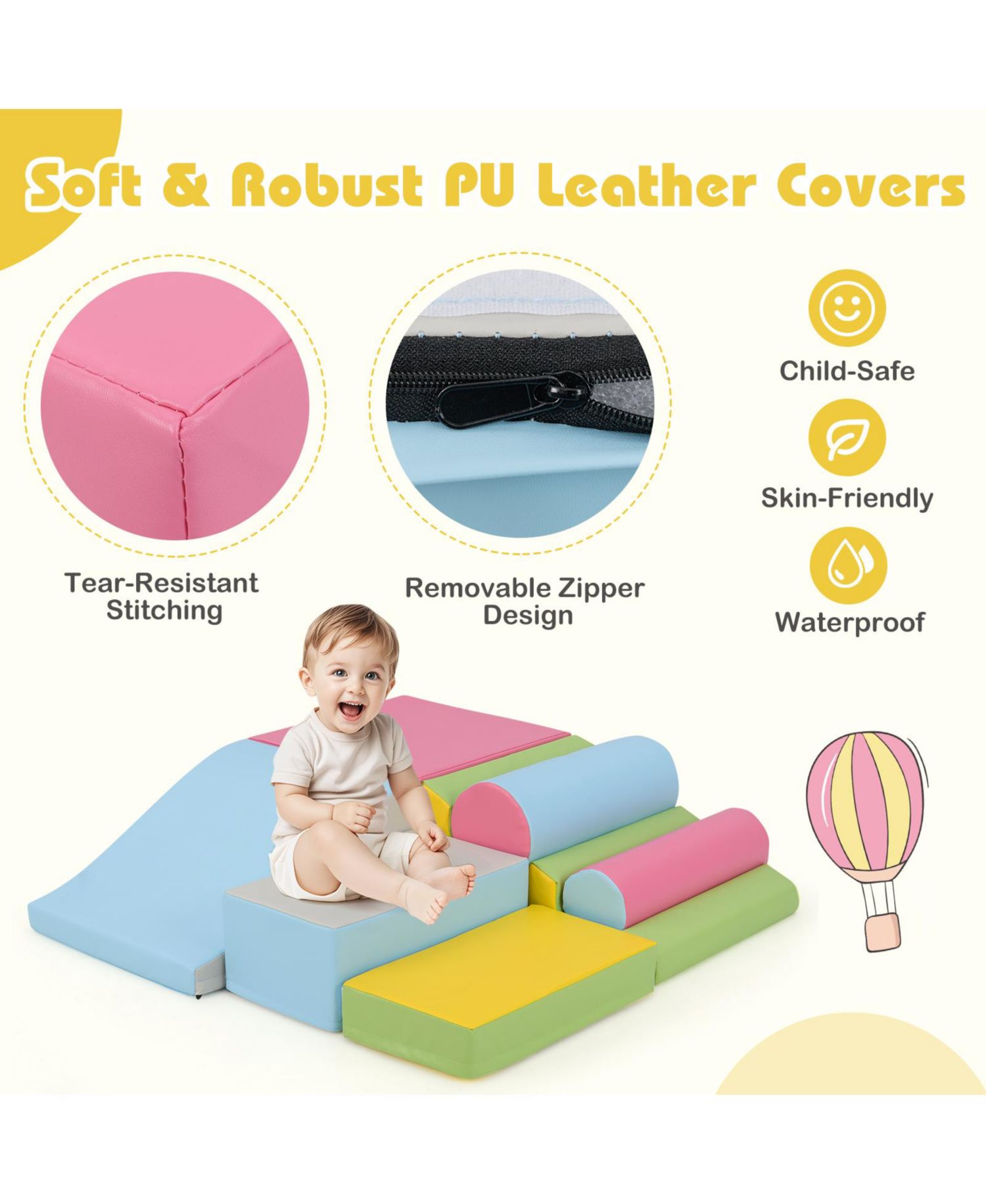 Toddler 7 Piece Foam Blocks for Indoor Climbing and Play Activities