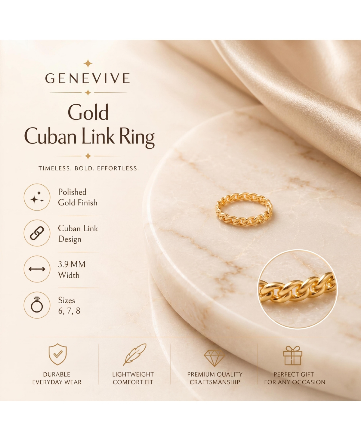 Sterling Silver 14K Gold Plated Chain Band Ring