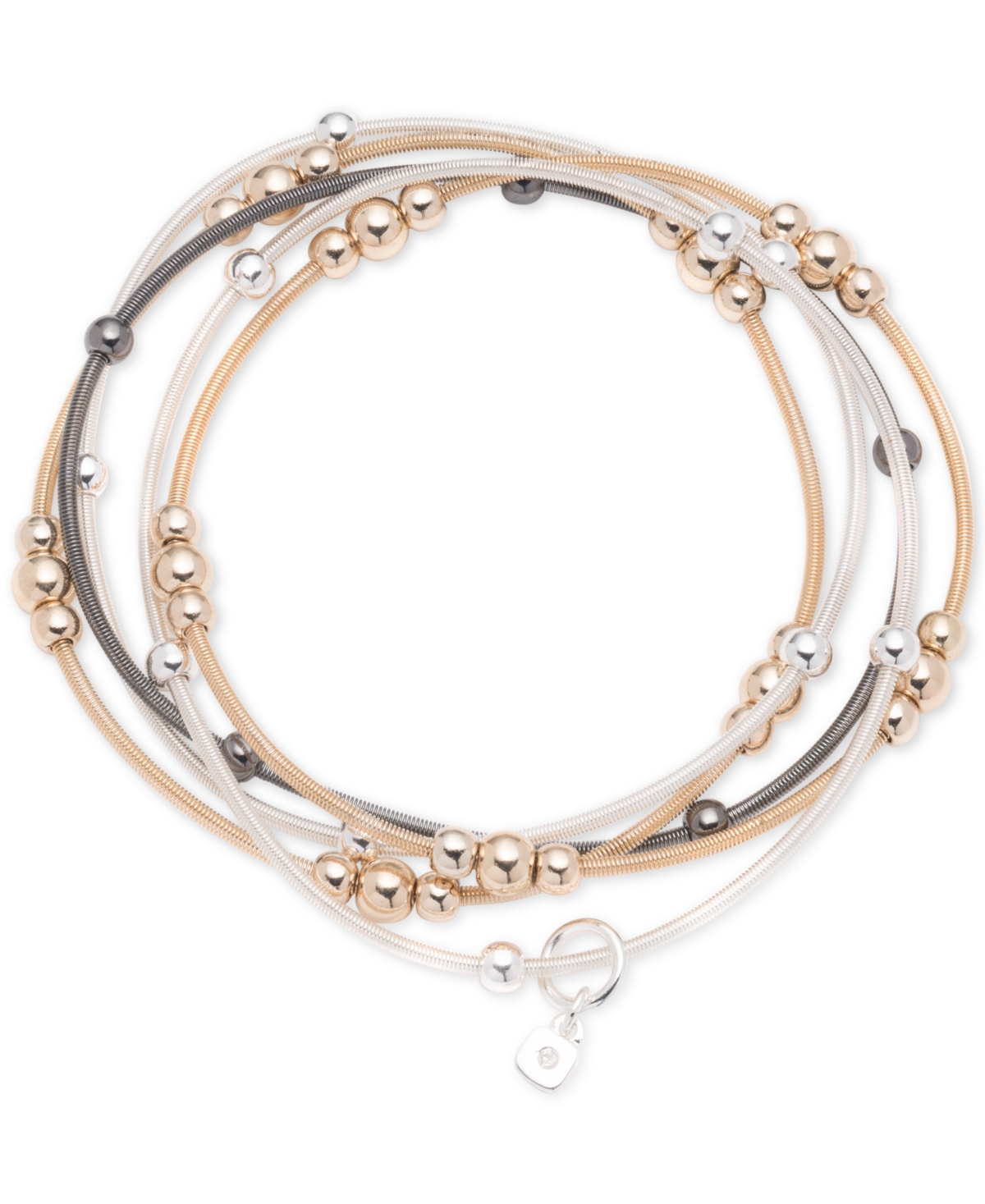 Nine West Tri-tone 5-pc. Set Beaded Stretch Bracelets In Multi