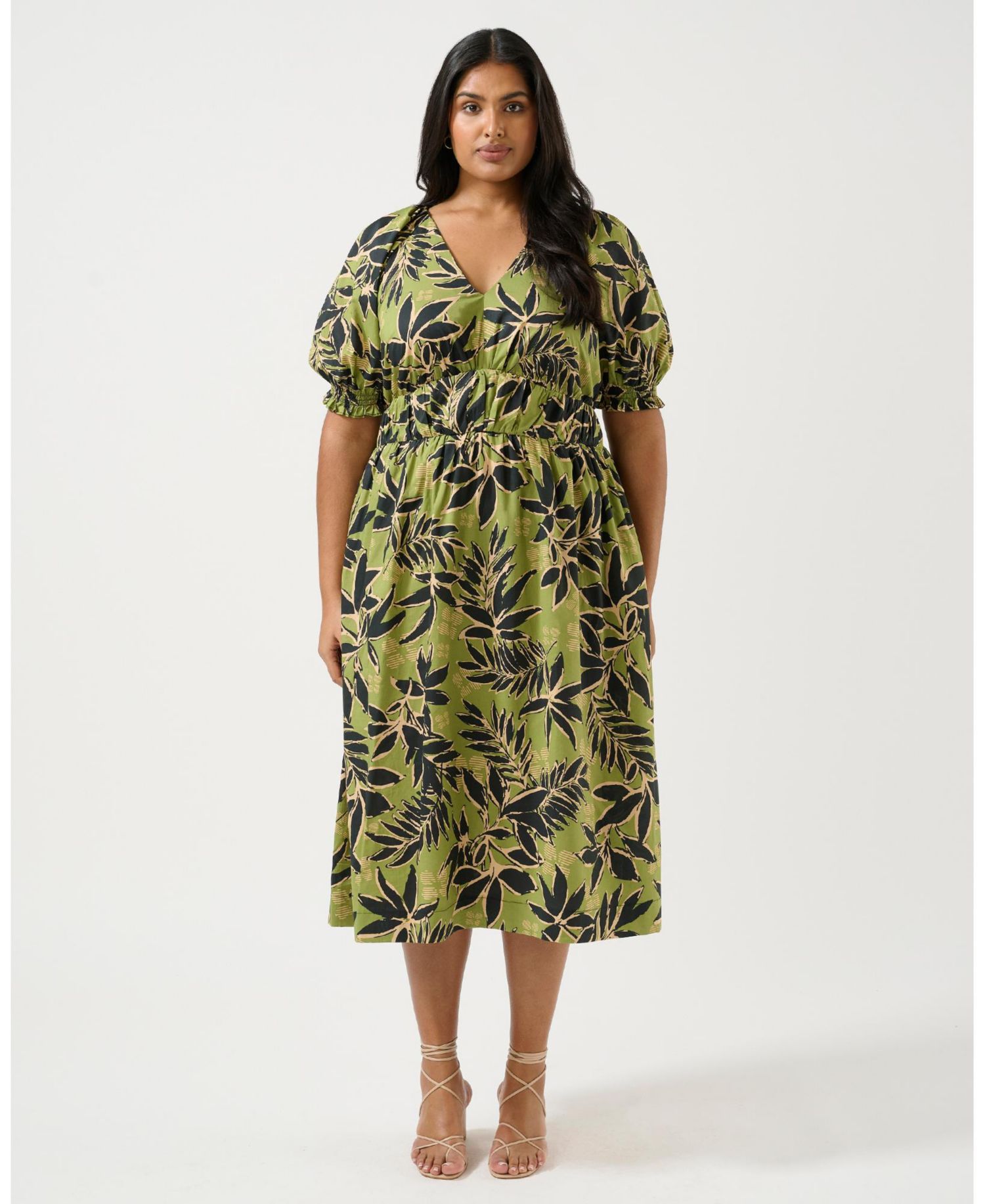 Women's Wildleaf Print Cotton Fit Flare Midi Dress
