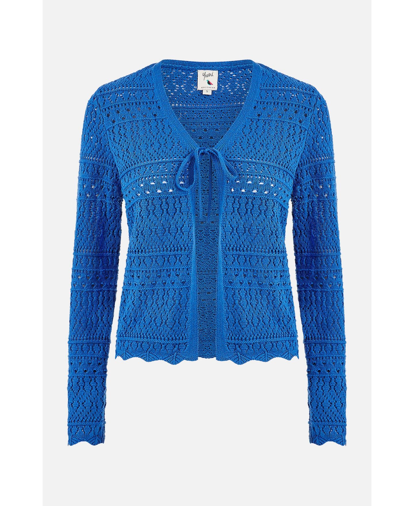 Женский кардиган Yumi Crochet Tie Front, цвет: Синий — фото 6