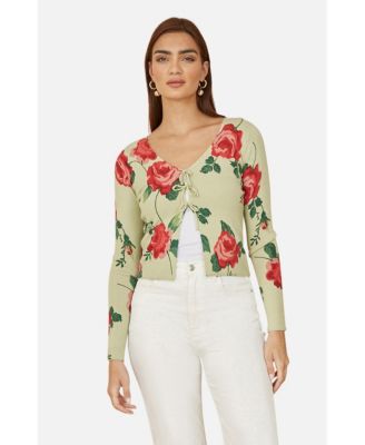 Women's Long Sleeve V-Neck Tie Front Cardigan