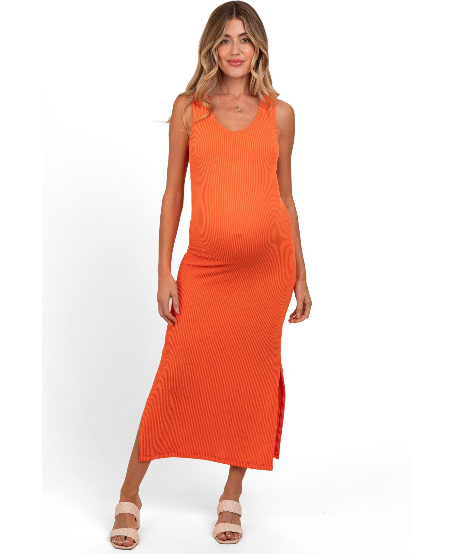 Women's Ribbed Side Slit Maxi Dress