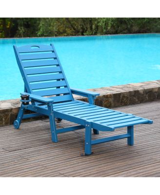 Streamdale Furniture - HDPE 4-Position Adjustable Outdoor Chaise Lounge Chair Navy blue