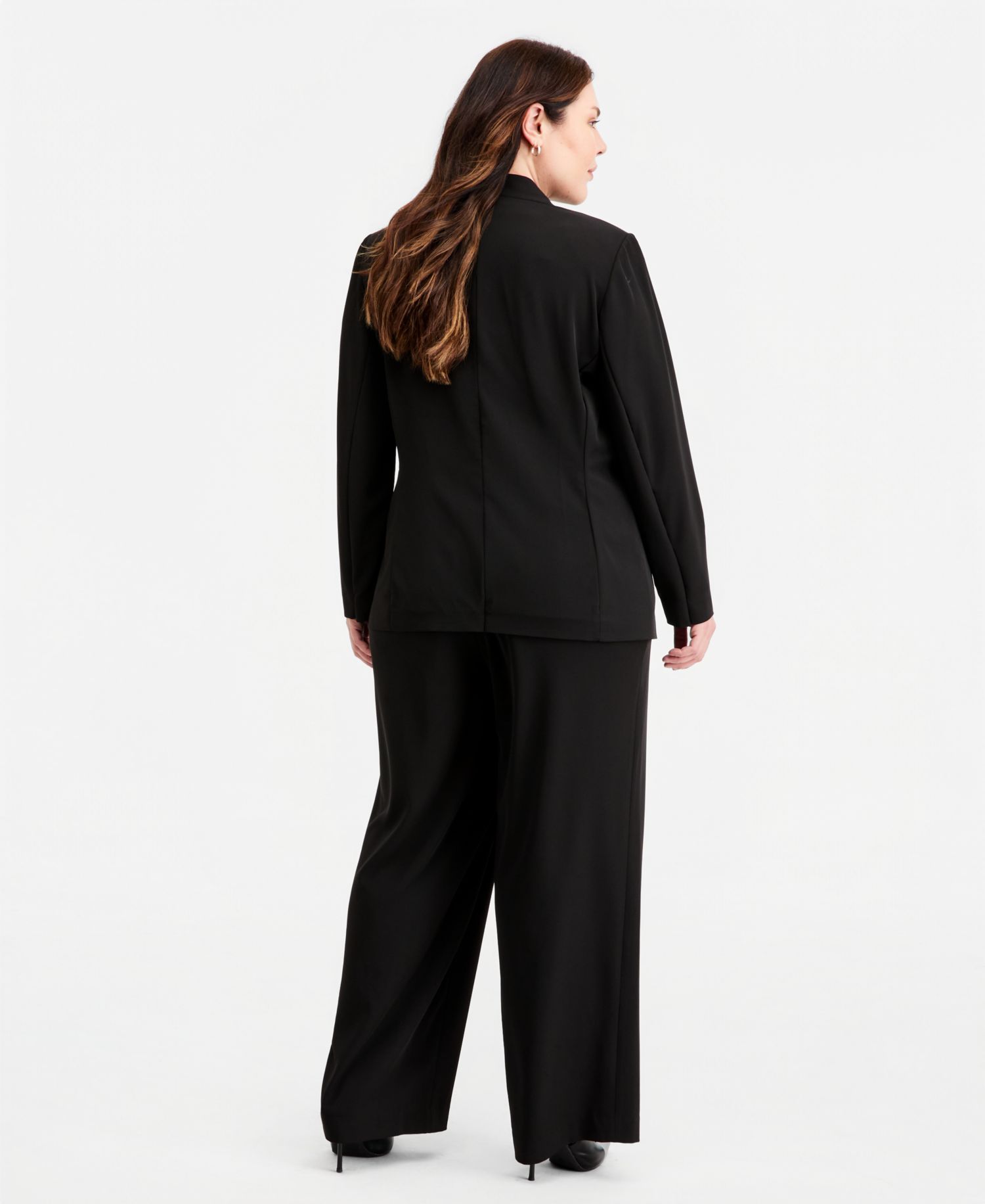 Plus Size Collarless Open-Front Jacket