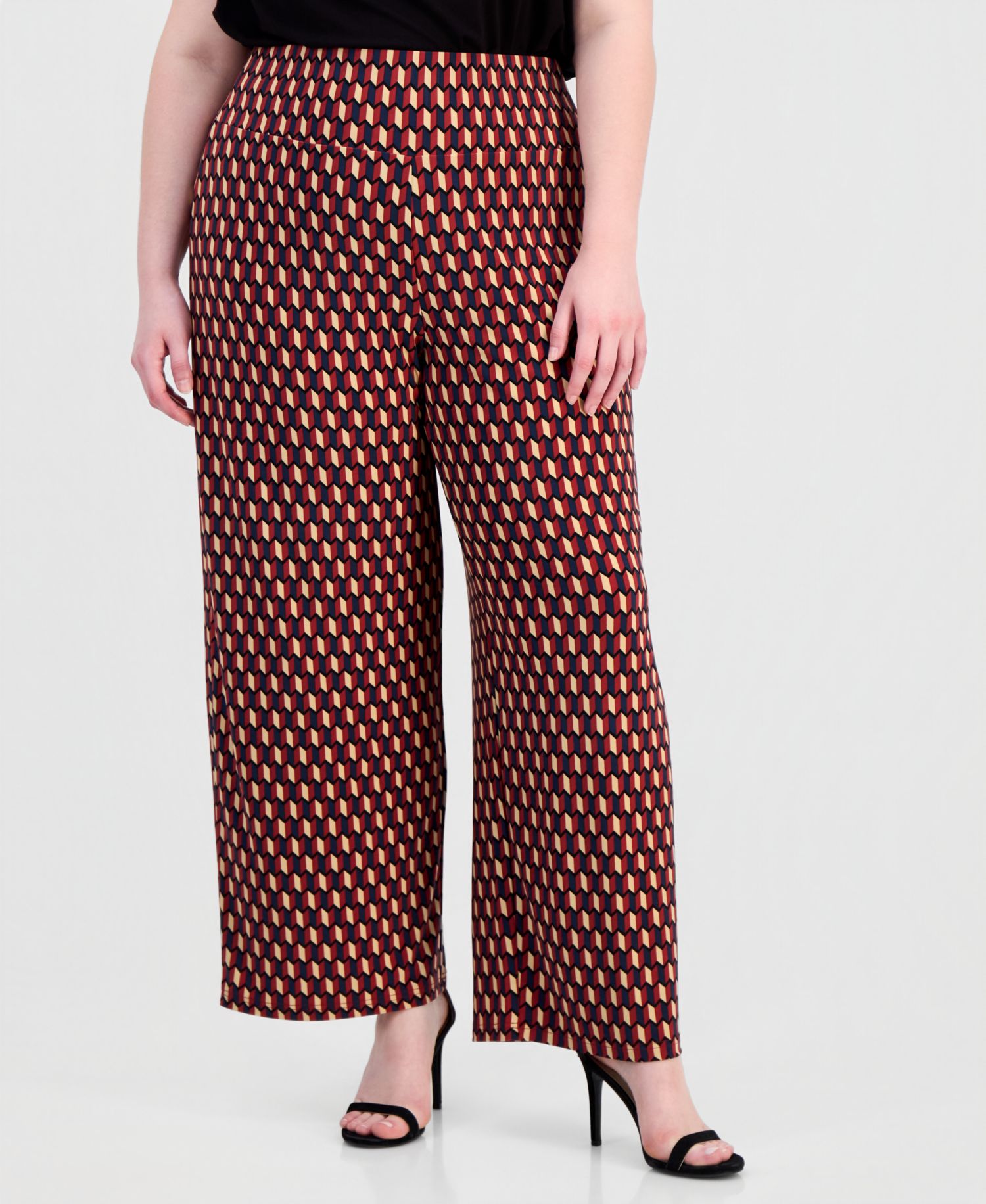 Plus Size Pull-On High-Rise Wide-Leg Pants