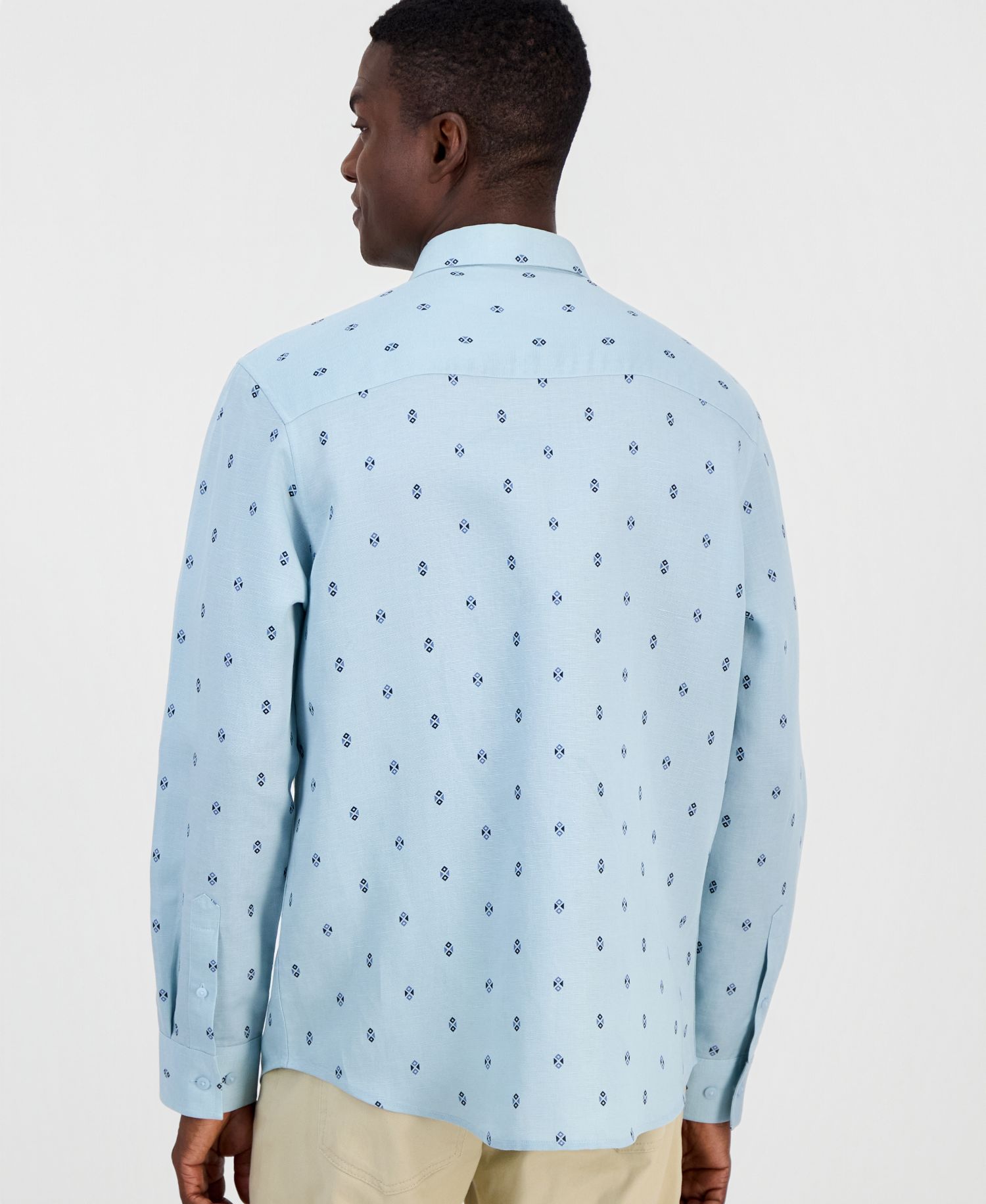 Men's Spaced Geometric Long-Sleeve Woven Shirt