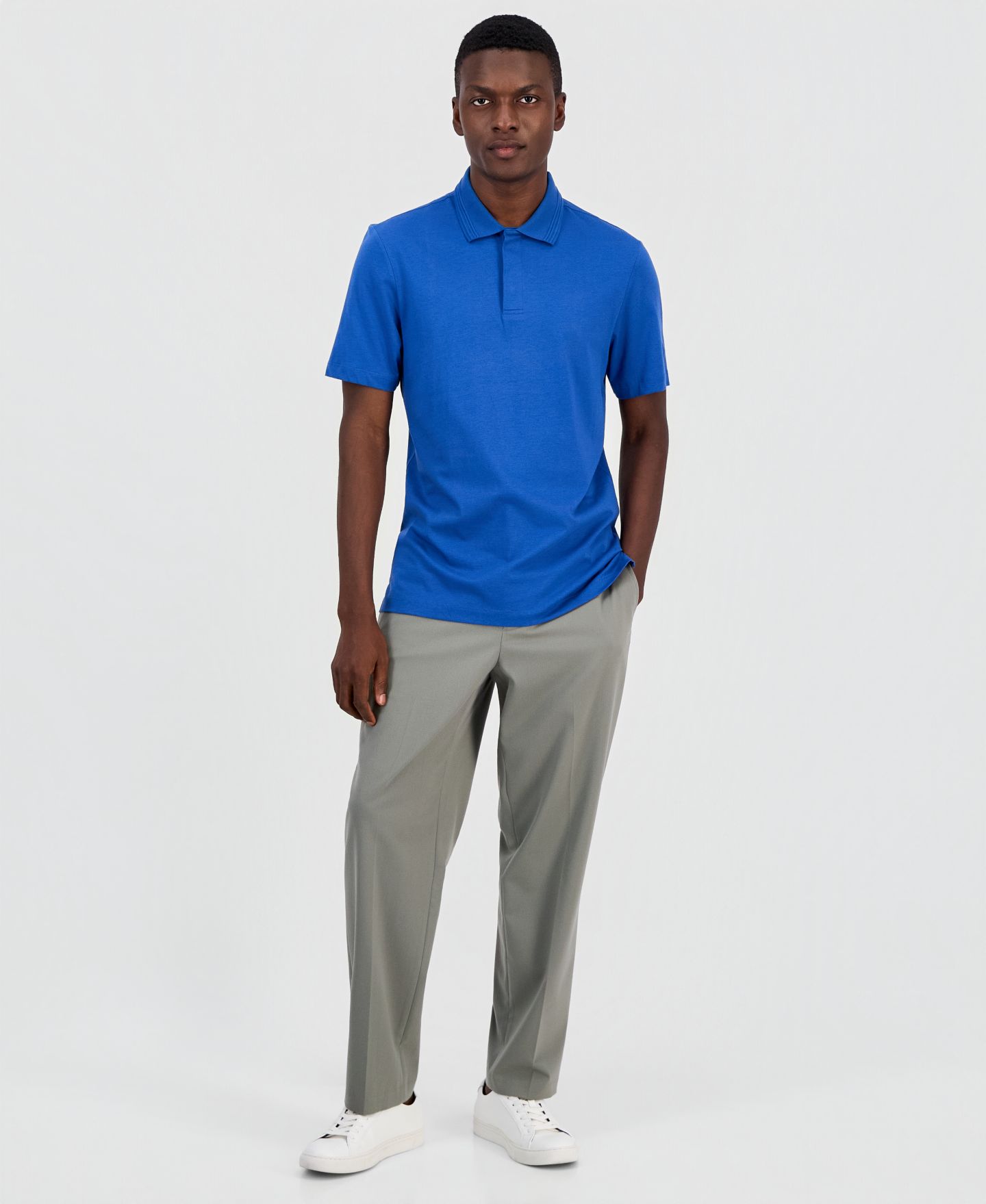 Мужское поло Alfani Regular-Fit Mercerized Polo Shirt, цвет: Асфальтовый синий — фото 2