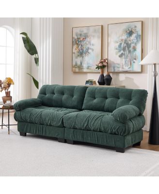 Modular Sectional Sofa, Deep Seat Cloud Couch with Plush Corduroy and Pillows