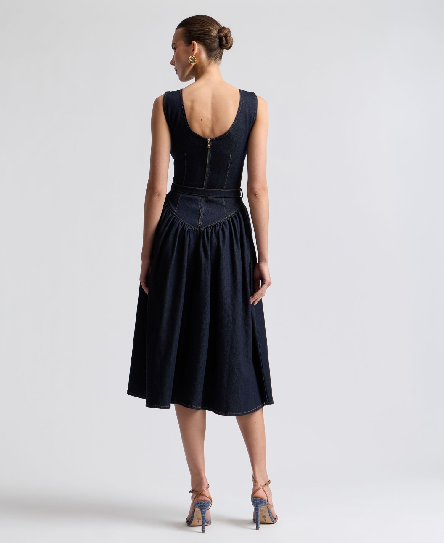 Women's Sleeveless Denim Midi Dress