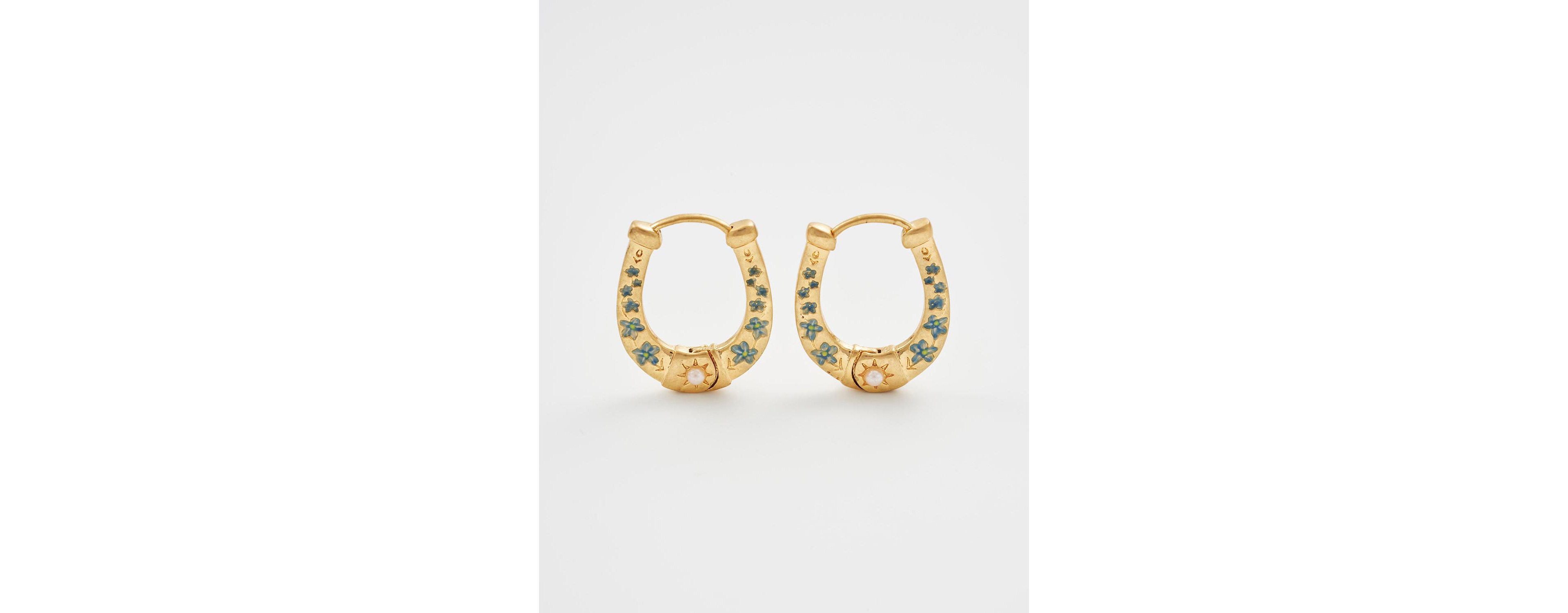 Fable England Gold Lucky in Love Hoop Earrings