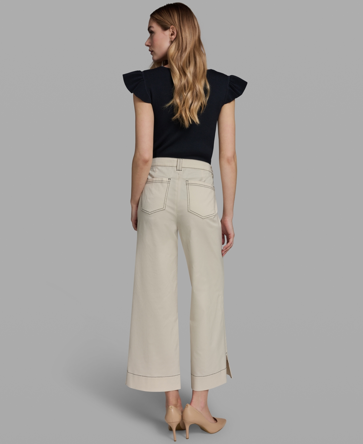 Karl Lagerfeld Paris Women's Contrast Stitch Ankle Pants