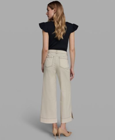 KARL LAGERFELD PARIS Women's Contrast Stitch Ankle Pants