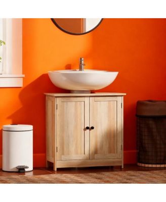 23.5 Inch Bathroom Under Sink Storage Cabinet, MDF Freestanding Vanity with Adjustable Shelf and Double Doors for Small Bathrooms