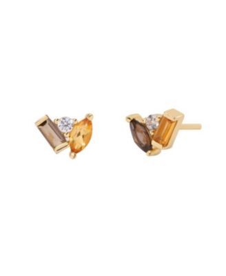 Seraphina Citrine Smoky Quartz Stud Earrings