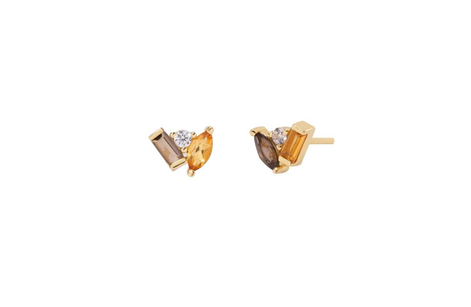 Seraphina Citrine Smoky Quartz Stud Earrings
