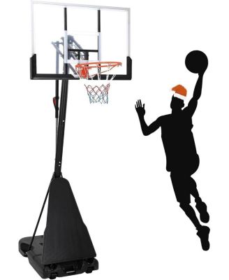 Portable Basketball Hoop, 5.2-10 FT Adjustable Goal, 47" Shatterproof Backboard with Wheels, Outdoor Basketball System for Kids and Adults Backyard