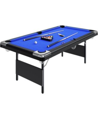 Space-Saving Folding Pool Table Set, Portable Billiard Table with Accessories, Steel Frame Game Table for Home Rec Room