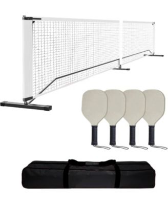22FT Pickleball Net Set, Portable Metal Frame with 4 Paddles and 4 Balls, Easy Setup, Weather-Resistant for Driveway Backyard Park Beach