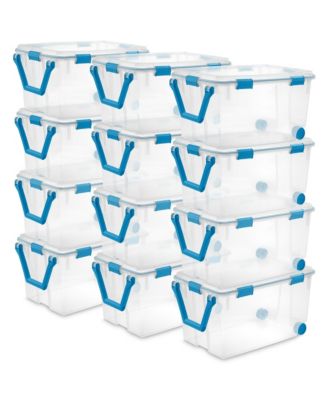 120-Qt Clear Plastic Wheeled Storage Bin with Gasket Latch Lid, 12 Pack