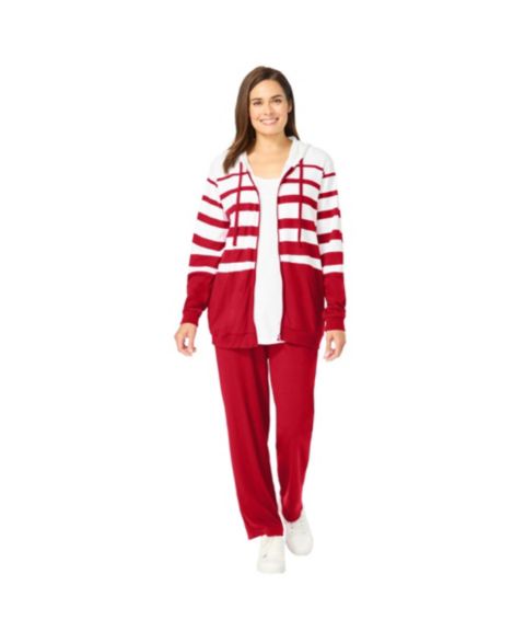 Женские куртки Woman Within Plus Size Within Striped Full Zip Jacket Set