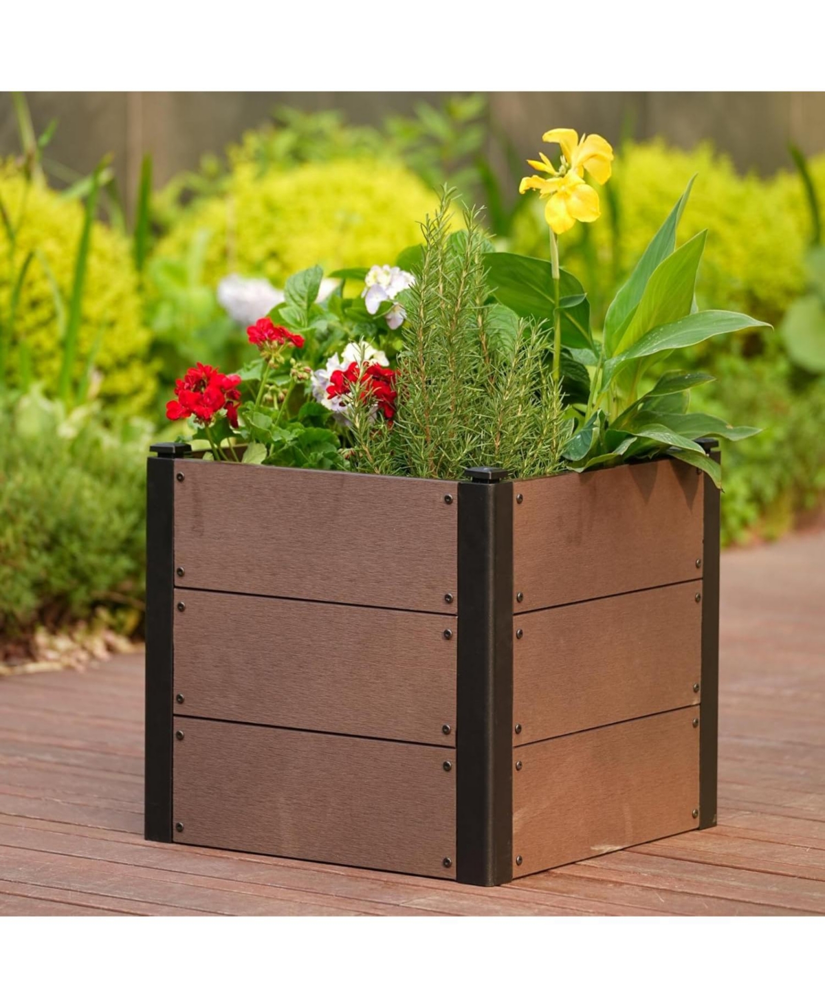 Xo Wood Raised Garden Bed , Outdoor Planter Box with Bottom, Elevated Garden Bed for Vegetables, Flowers, Patio