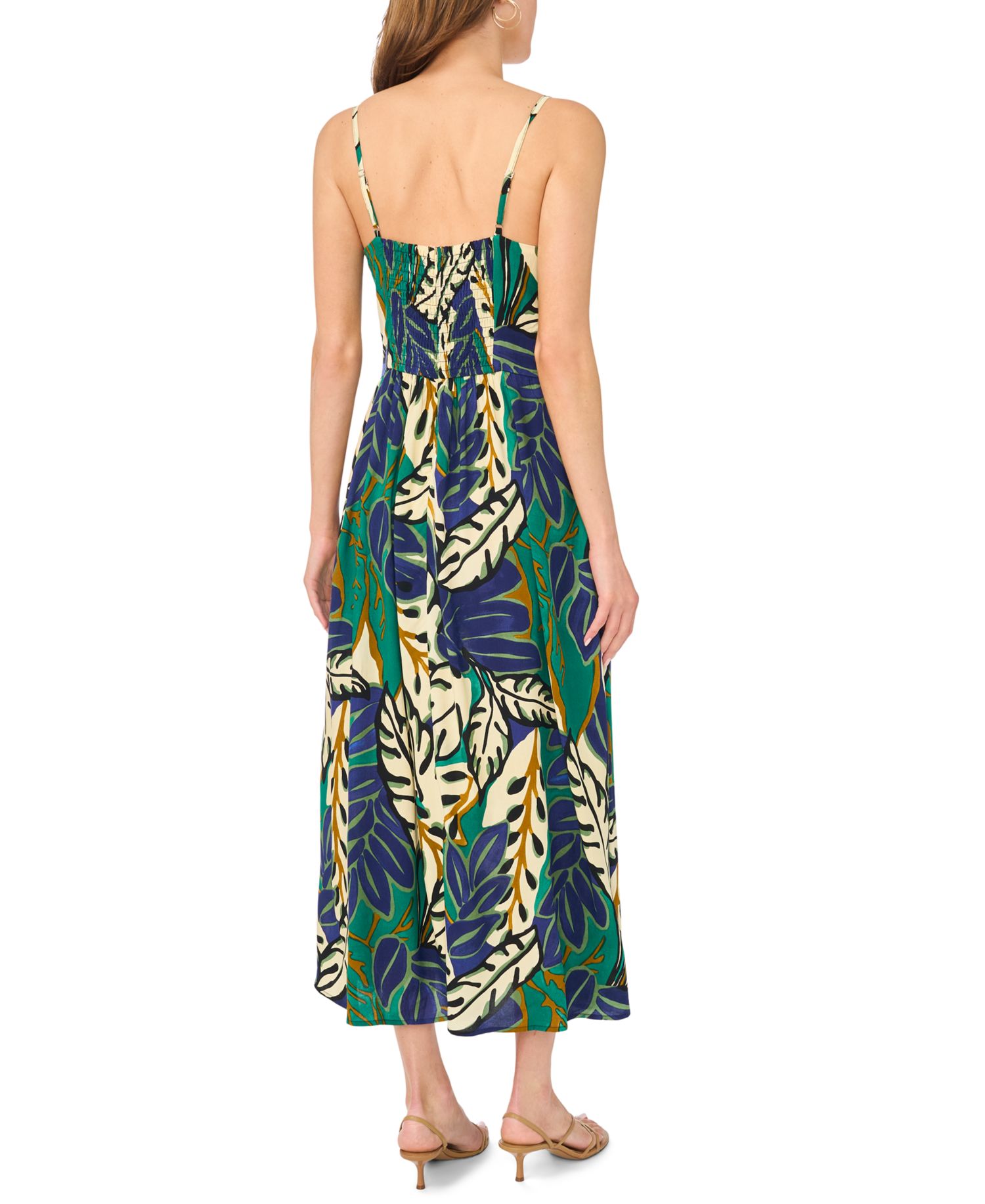 Women's Floral Print Smocked Back Maxi Dress