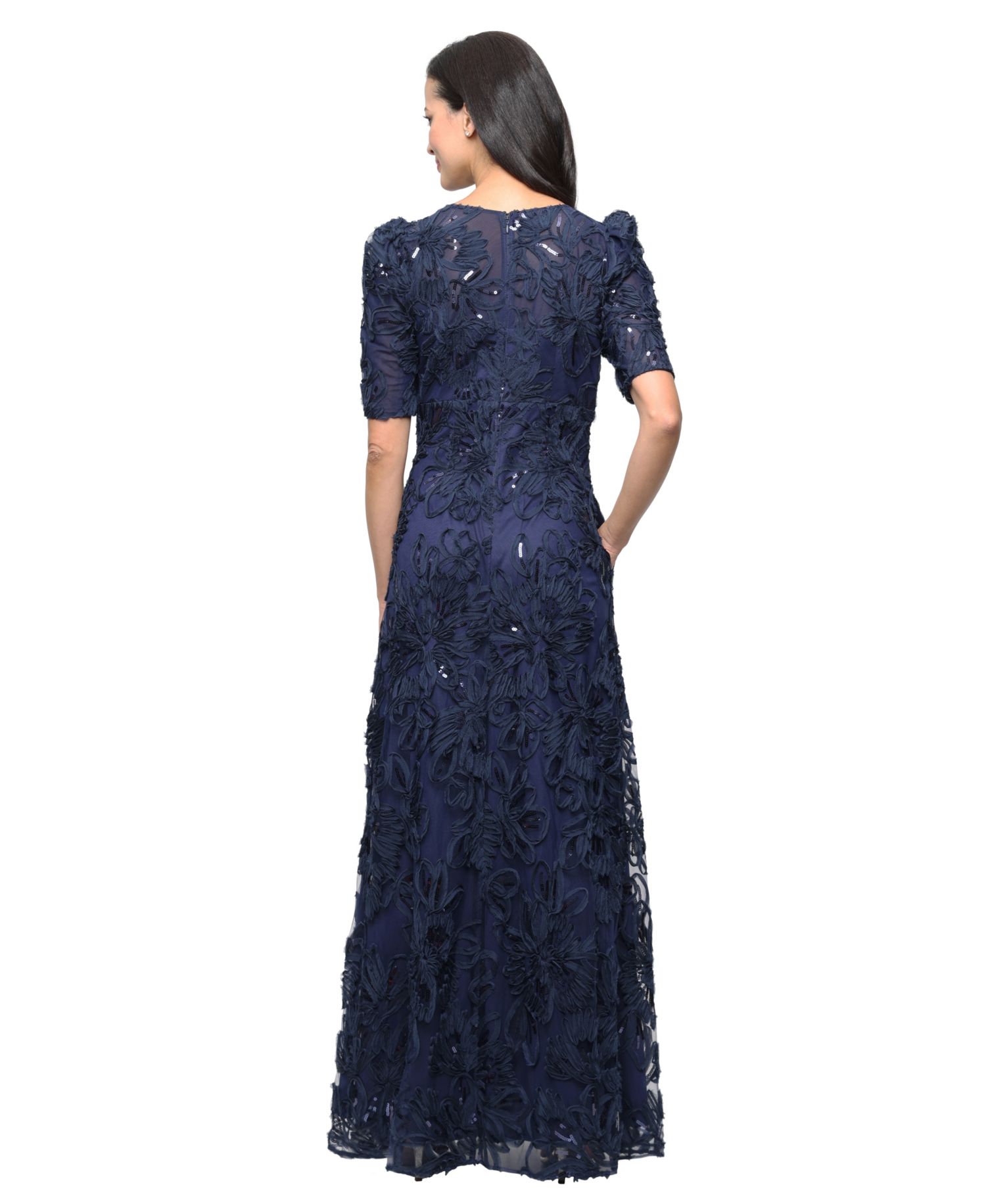 Women's V-Neck Long Embroidered Dress