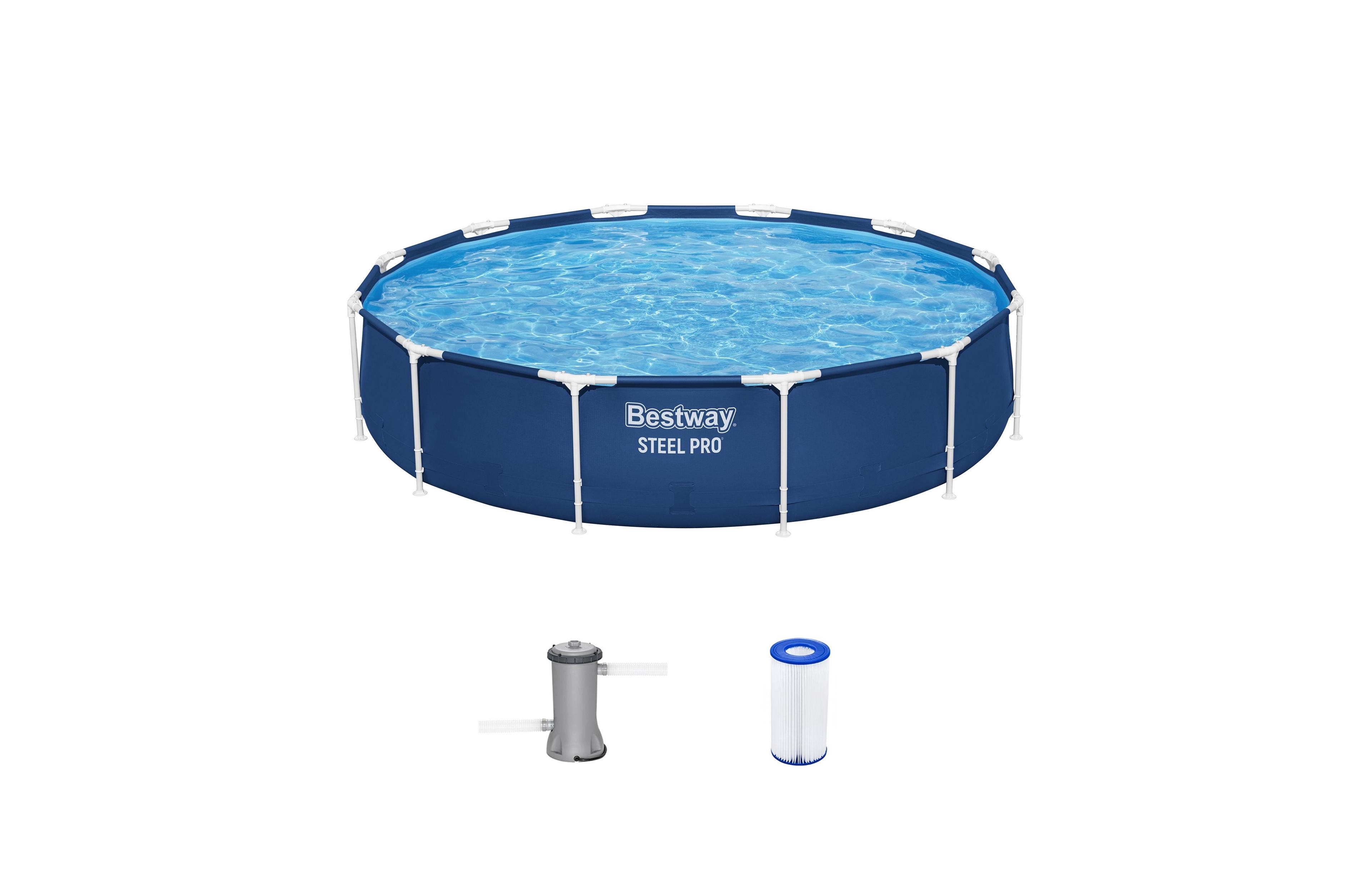 Bestway Steel Pro 12' x 30" Round Above Ground Pool Set with DuraPlus Liner