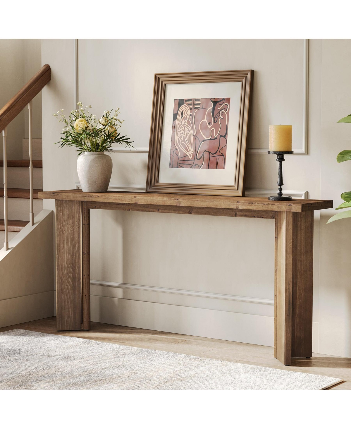 Slickblue Solid Wood Sofa Console Table for Foyer, Hallway, or Living Room