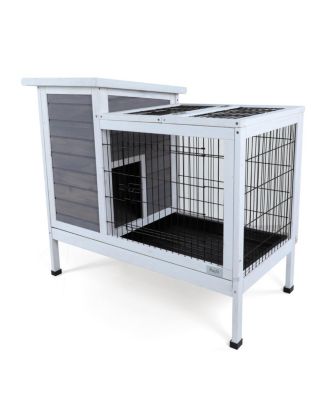  Two-Tier Wooden Rabbit Cage with Runway and Leak-Proof Tray