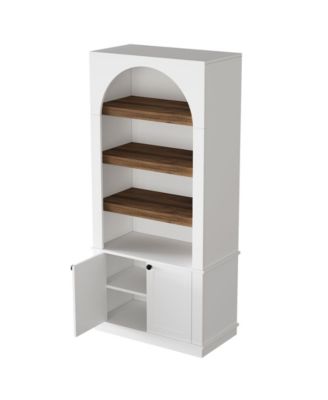 71 Inch Modern 6-Tier Bookcase with Doors for Home or Office
