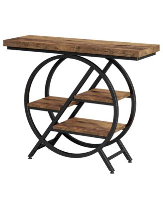 39.3" 4-Tier Console Table with Geometric Metal Frame