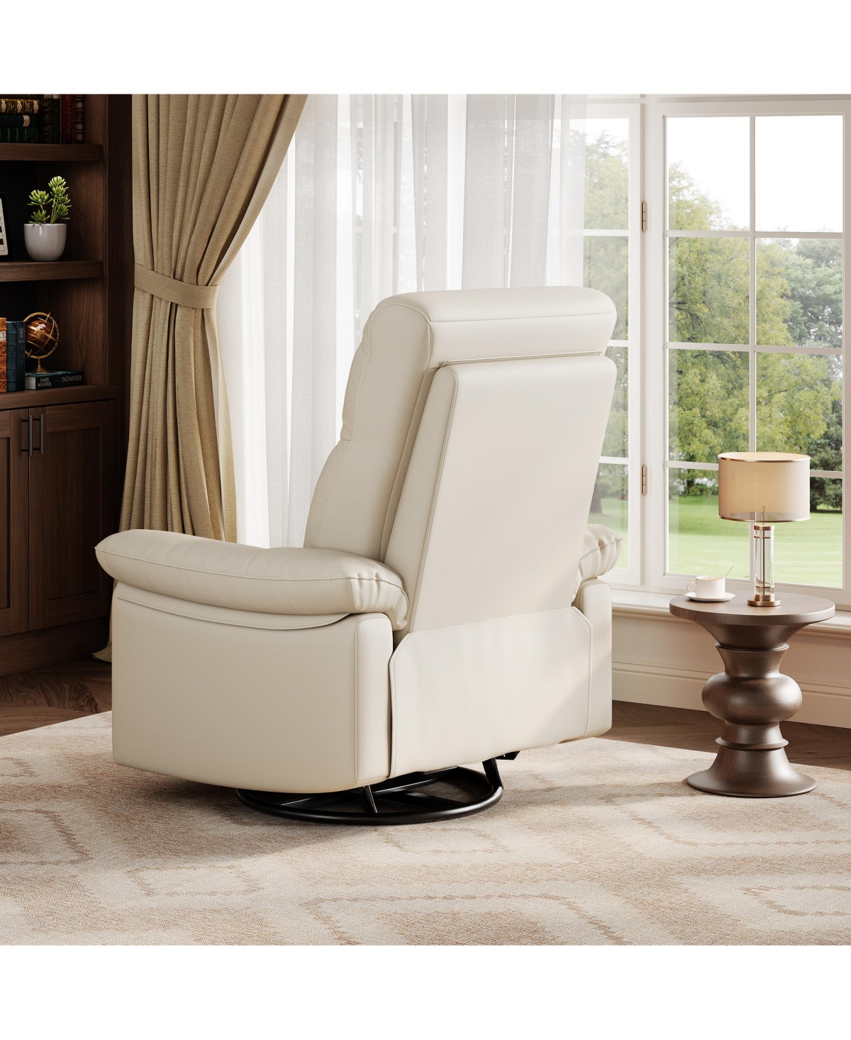 homfan Pu Leather Upholstered Power Recliner Chair, 270degree(s) Swivel Rocking Glider with Usb Charging Port, Comfortable Rocker Nursery Single Sofa