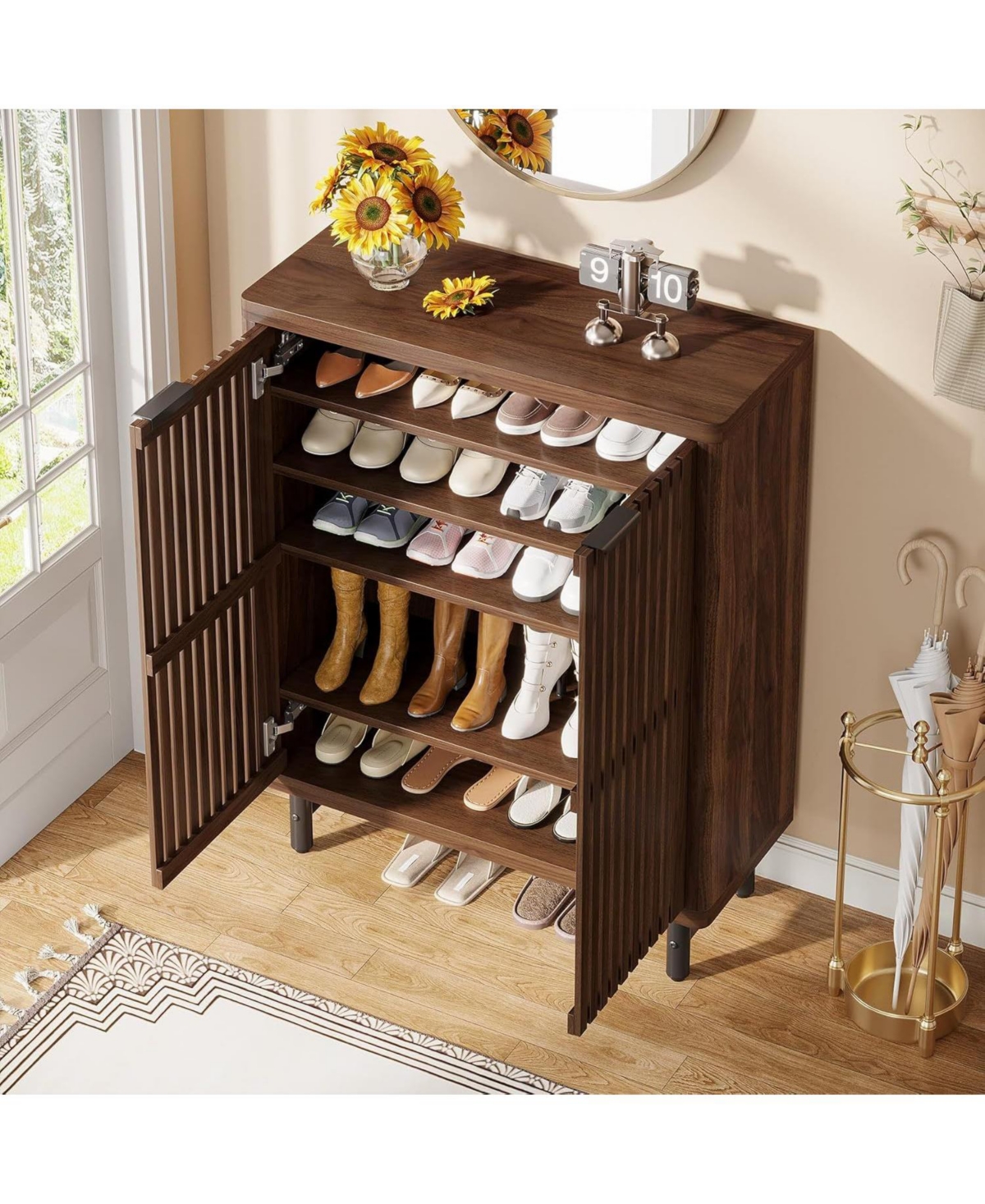 Slickblue Modern Shoe Cabinet with 6 Tier Adjustable Storage Shelves