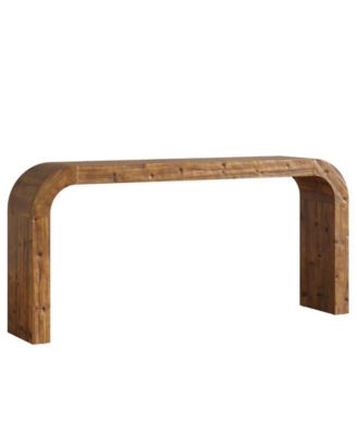 Curved Corner Solid Wood Console Table for Home or Office Spaces