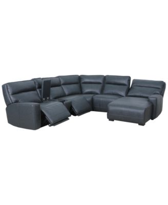 Zackary 6-Piece Leather Chaise Sectional with 3 Power Motion
